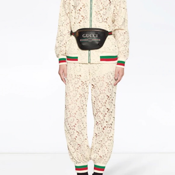 Authentic Gucci Logo Belt Fanny Waist Leather Black Bag Large Unisex - Picture 2 of 11